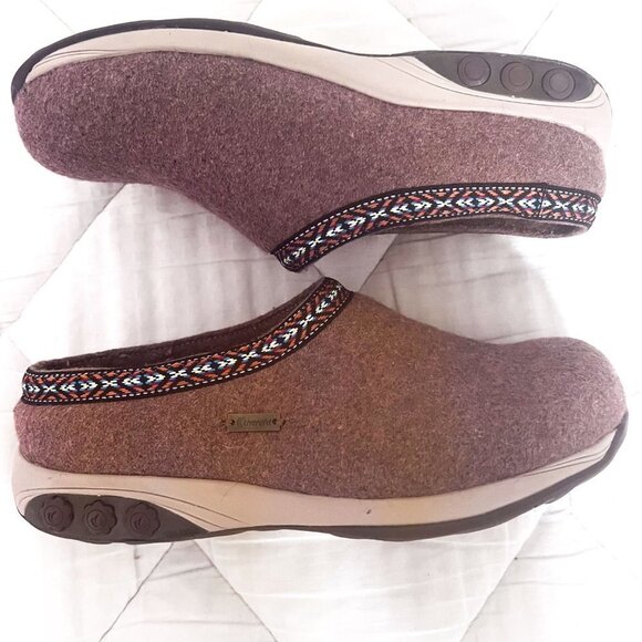 THERAFIT Dark Taupe Heather Wool Indoor/Outdoor Clog Slipper Comfort Shoe Sz 37 - Picture 2 of 13